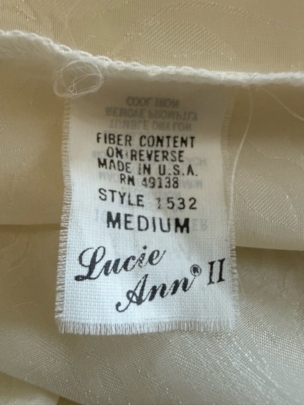 Vintage Lucie Ann II Damask Short Chemise Nightgown Lace Size Medium - Picture 7 of 8